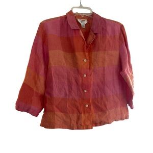 TALBOTS Linen Top Blouse Shirt Classic Size 10 Button Down
